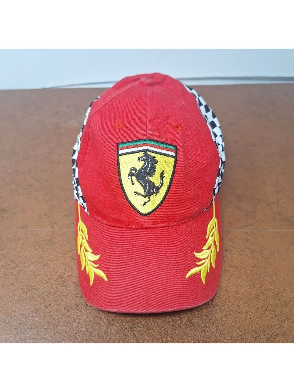 Ferrari Red Baseball Cap Racing Scuderia Formula 1 Logo Checkered